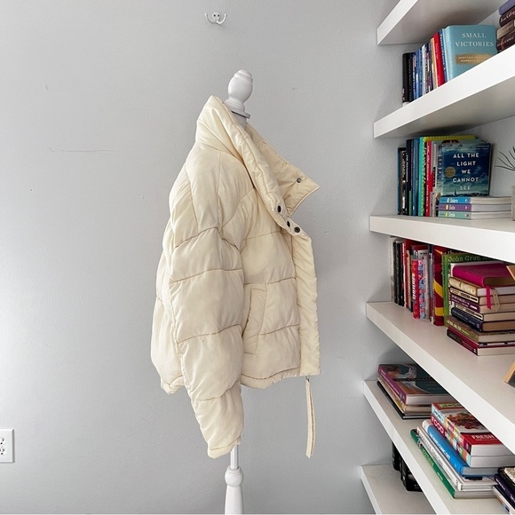 OOFwear Coat Women Size 48 L/XL Cream Puffer Zip Front Insulated Oversized - Picture 7 of 14